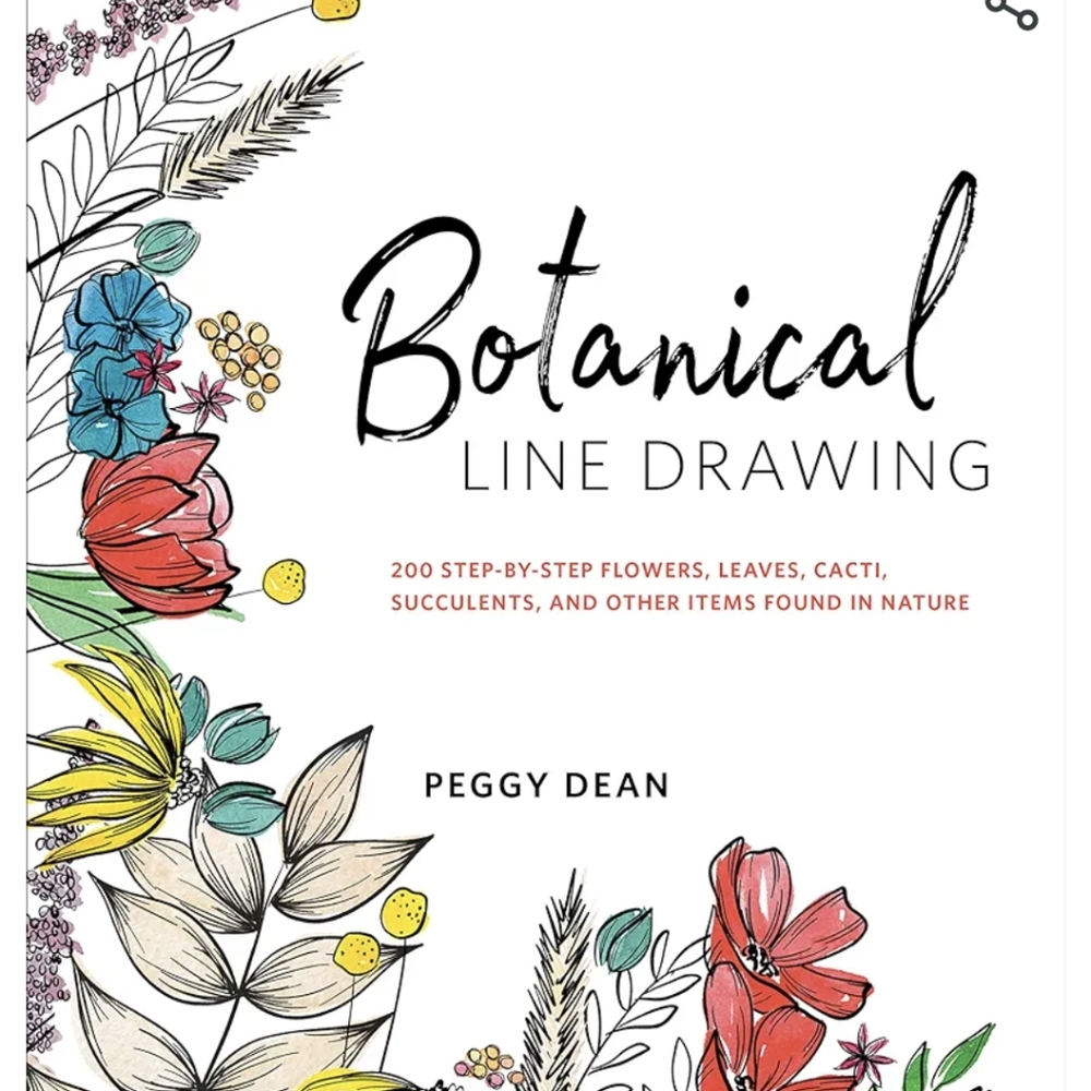 Botanical Line Drawing 200 Step-by-step cacti, leaves, flowers, succulents